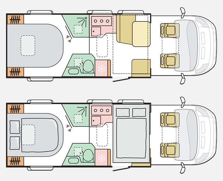 Notranja razporeditev avtodoma Adria S-Series S60 SP